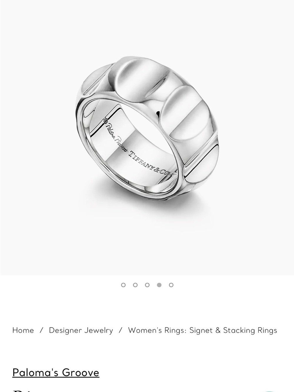 Tiffany & Co. Paloma's Groove Silver Wide Band Ring 8.75